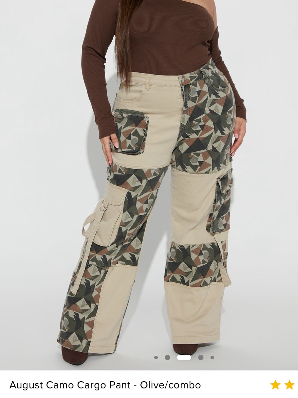 Fashion Nova August Camo Cargo Pants - Olive & Beige Combo